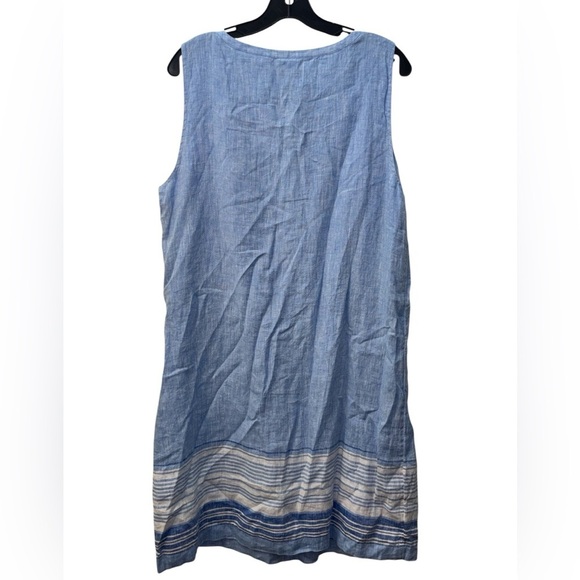 Talbots Pin tuck Linen Popover Striped Dress - Picture 3 of 7